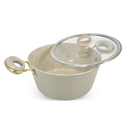 16 Pieces Marble Coated Gift Pack Signature Cookware Set [Golden Handle]