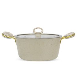 16 Pieces Marble Coated Gift Pack Signature Cookware Set [Golden Handle]