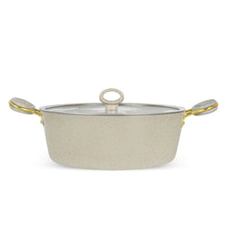 16 Pieces Marble Coated Gift Pack Signature Cookware Set [Golden Handle]