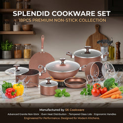 18 Pieces Non Stick Marble Coated Gift Pack Daisy Splendid Cookware Set