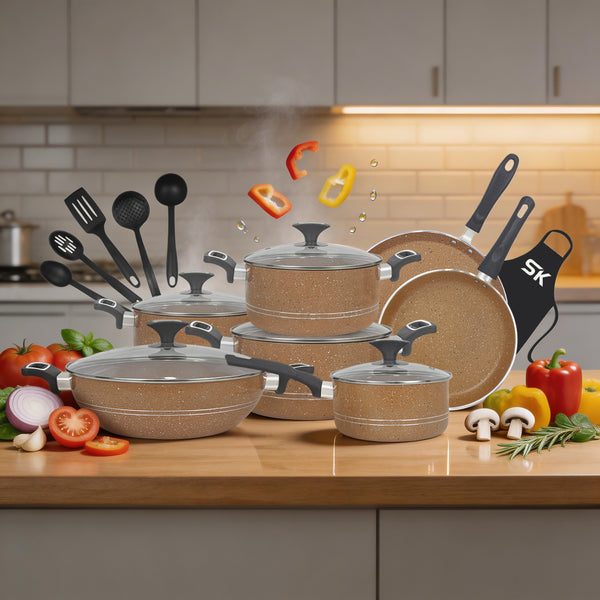 18 Pieces Non Stick Marble Coated Gift Set by Graceware Cookware