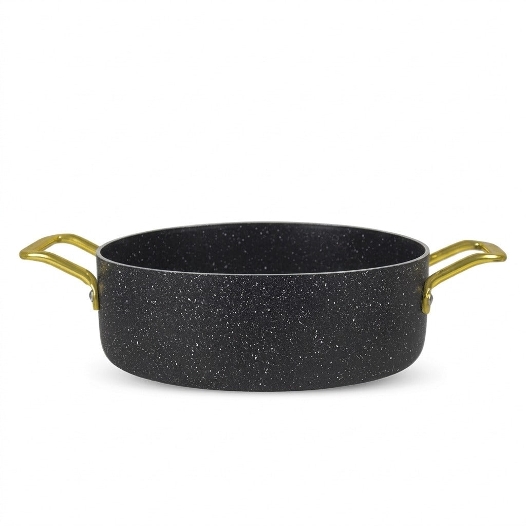 Fish Pot Price Export Leftover Marble Coated Non-Stick Fish Pot with Golden Handles