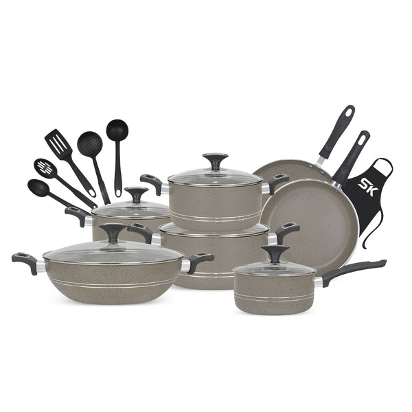 18 Pieces Non Stick Marble Coated Gift Set by Graceware Cookware