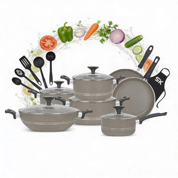 18 Pieces Non Stick Marble Coated Gift Set by Graceware Cookware