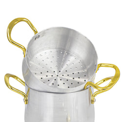 Aluminum Metal Finish Golden Handled Couscousera Steamer