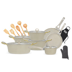 20 Pieces Marble Coated Gift Pack Signature PLUS Cookware Set [Golden Handle]