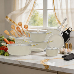 20 Pieces Marble Coated Gift Pack Signature PLUS Cookware Set [Golden Handle]