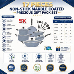 17 Pieces Non Stick Marble Coated Precious Gift Pack Set