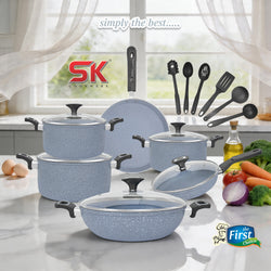 17 Pieces Non Stick Marble Coated Precious Gift Pack Set