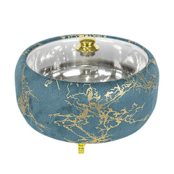 Premium Blue & Gold Hotpot – Stylish Food Warmer with Glass Lid