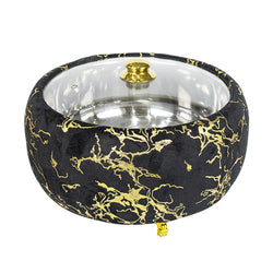 Premium Black & Gold Hotpot – Luxury Food Warmer with Glass Lid