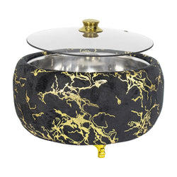Premium Black & Gold Hotpot – Luxury Food Warmer with Glass Lid