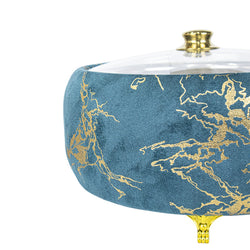 Premium Blue & Gold Hotpot – Stylish Food Warmer with Glass Lid