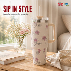 Insulated Stainless Steel Tumbler with Handle & Straw - B21