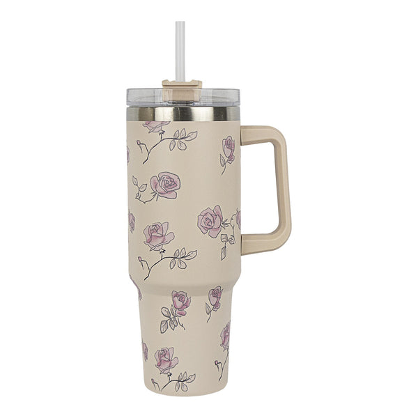 Insulated Stainless Steel Tumbler with Handle & Straw - B21