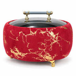 Luxury Maroon & Gold Insulated Hot Pot with Glass Lid