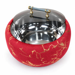 Luxury Maroon & Gold Insulated Hot Pot with Glass Lid