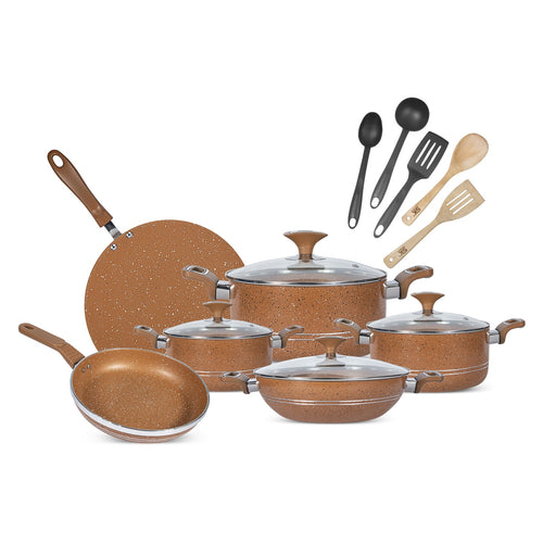 16 Pieces Marble Coating Copper Cook Gift Pack Set - Copper - Skcookware
