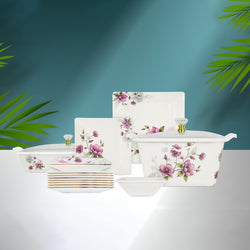 69 Pieces Melamine Sigma Dinnerware Set with Glass Top [8 Person Serving]
