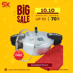 7 Liter 2-in-1 Anodized Zircon Wok Pressure Cooker with Free Glass Lid
