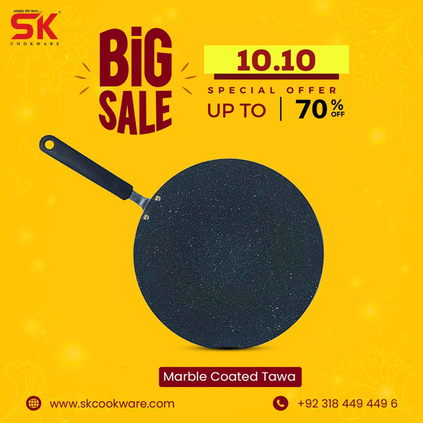 Non Stick Marble Coated Tawa - Black