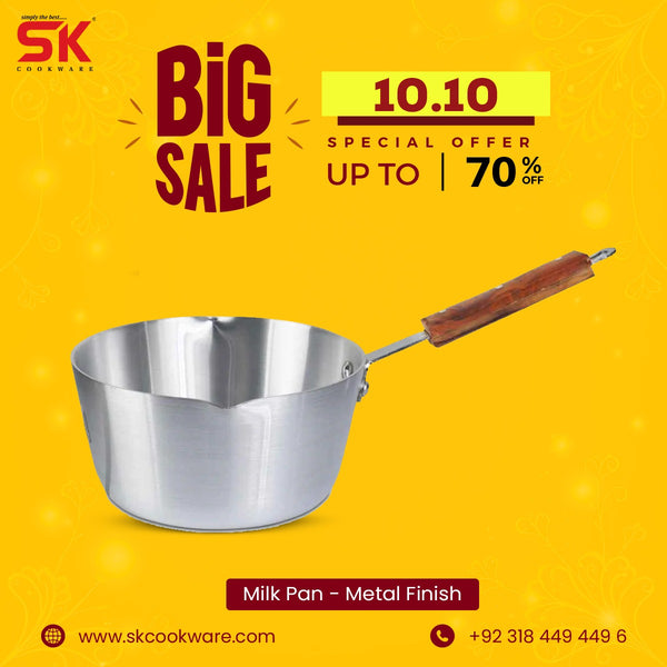 Metal Finish Double Spout Aluminum Milk Pan