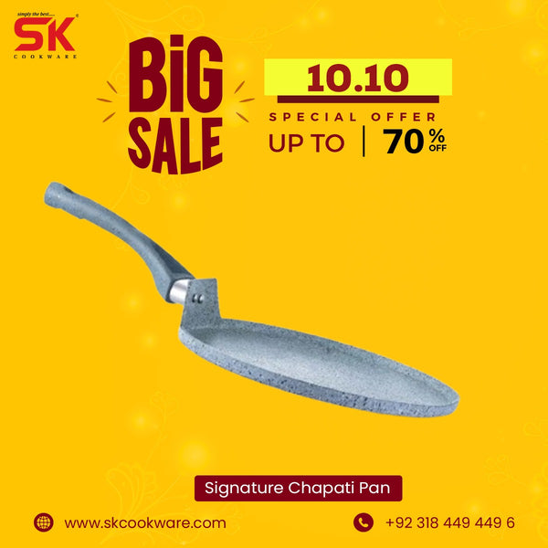 Non Stick Marble Coated Signature Chapati Pan - Grey