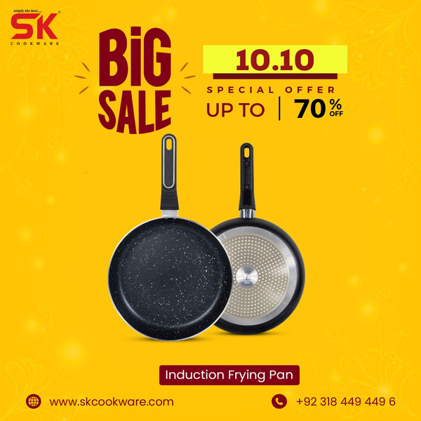 Non Stick Marble Coated Induction Based Royal Frying Pan - Black