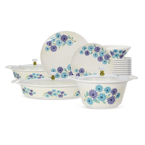 69 Pieces Melamine Sigma Dinnerware Set with Glass Top [8 Person Serving] Purple - Skcookware