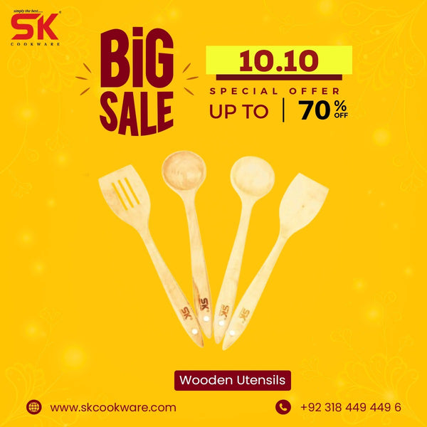 4 Piece Oval Wooden Cooking Utensils Set of Spoons