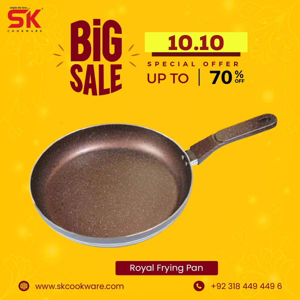 Non Stick Marble Coated Royal Frying Pan - Chocolate