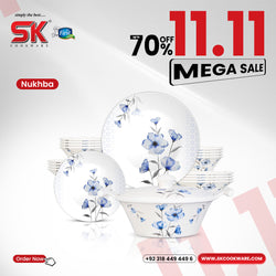 57 Pieces Melamine Double Glaze Dinnerware Set - Nukhba 03 [6 Person Serving]