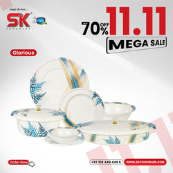 74 Pieces Double Glaze Melamine Glorious Dinnerware Set [8 Person Serving] - G-07