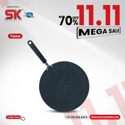 Non Stick Marble Coated Tawa - Black