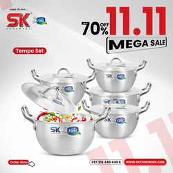 10 Pieces Aluminum Heavy Gauged Metal Finish Casserole Tempo Set 1/5