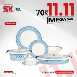 74 Pieces Double Glaze Melamine Glorious Dinnerware Set [8 Person Serving] - G-01