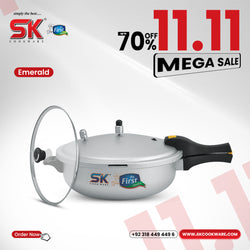 Emerald 2-in-1 Anodized Wok Pressure Cooker Free Glass Lid