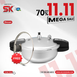 7 Liter 2-in-1 Anodized Zircon Wok Pressure Cooker with Free Glass Lid