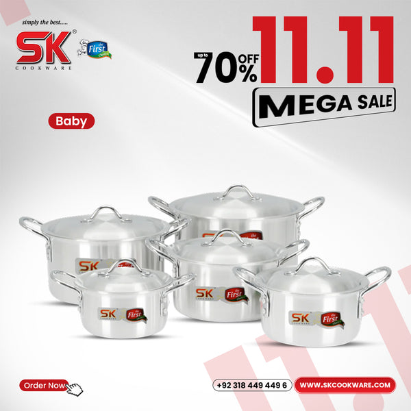 10 Pieces Aluminum Baby Casserole Set - 17 to 26 cm