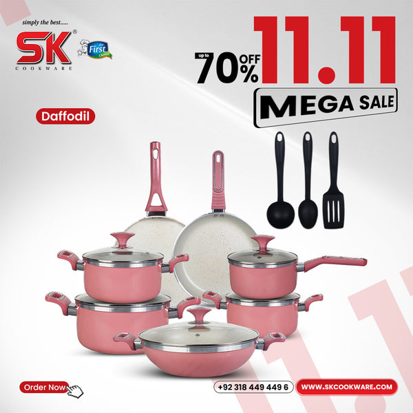 15 Pieces Non Stick Daffodil Gift Pack Set Pink [Minor Fault] - CLEARANCE SALE