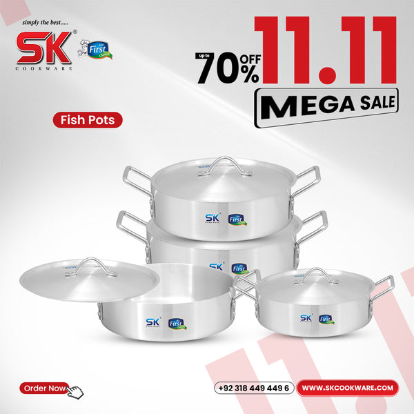 8 Pieces Aluminum Fish Pot Set 3/6