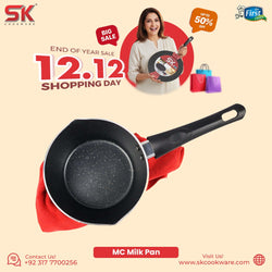 Non Stick Marble Coated Milk Pan - Black