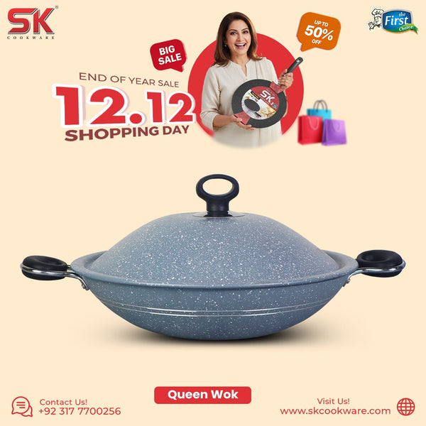 Non Stick Marble Coated Queen Wok