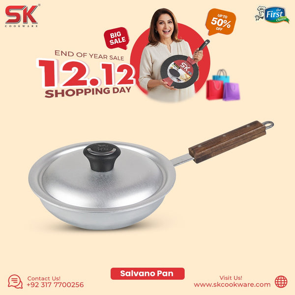 Aluminum Anodized Fry Pan with Lid - Salvano