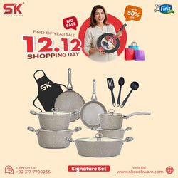 16 Pieces Marble Coated Gift Pack Signature Cookware Set