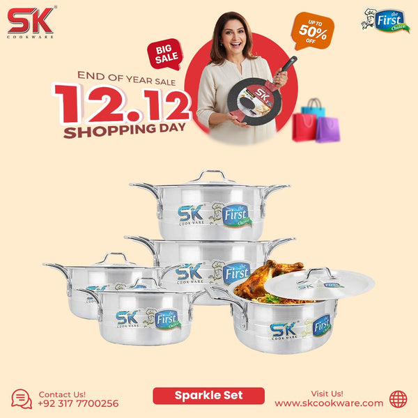 10 Pieces Heavy Gauged Metal Finish Sparkle Casserole Set 2/6