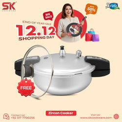 7 Liter 2-in-1 Anodized Zircon Wok Pressure Cooker with Free Glass Lid