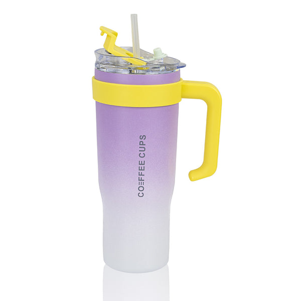 Insulated Stainless Steel Tumbler with Handle & Straw - B12