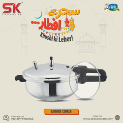 2 in 1 Mirror Polish Wok Pressure Cooker with Free Glass Lid (Baigona Cooker)