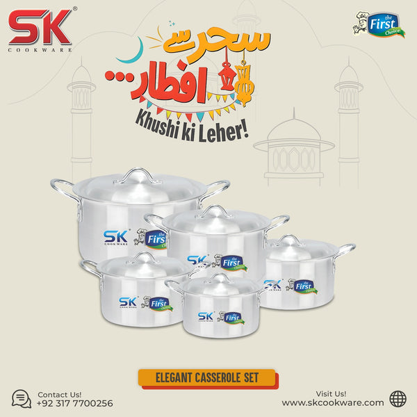 10 Pieces Aluminum Elegant Casserole Set - 21 to 30 cm